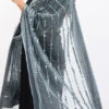 Grey Organza Cotton Mirror Embroidery Dupatta Work Wear