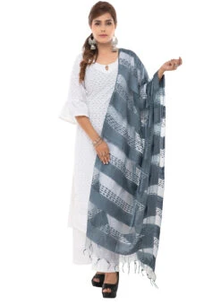 Grey Organza Dupatta After Six Wear -Indo Clothing Shop grey organza dupatta dpsdmfd196 u
