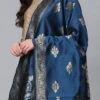 Indigo Blue Benarasi Silk Jacquard Woven Dupatta Festive Wear