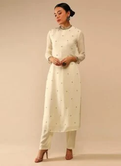 Ivory Pure Georgette Embroidered Kurta Straight Pant Set Party Wear 6 Ivory Pure Georgette Embroidered Kurta Straight Pant Set Party Wear -Indo Clothing Shop ivory pure georgette embroidered kurta straight pant set krsdvcsvks55 u