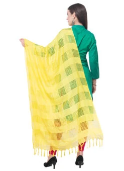 Lemon Yellow Cotton Weaving Work Dupatta Work Wear -Indo Clothing Shop lemon yellow cotton weaving work dupatta dpdmimfd095 b