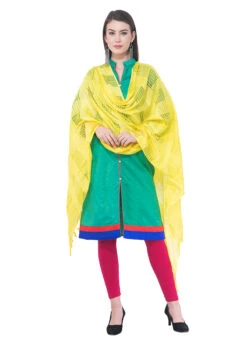 Lemon Yellow Cotton Weaving Work Dupatta Work Wear -Indo Clothing Shop lemon yellow cotton weaving work dupatta dpdmimfd095 u