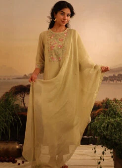 Light Green Chanderi Silk Embroidered Dupatta Party Wear -Indo Clothing Shop light green chanderi silk embroidered dupatta dpbadcsdusg02 u