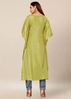 Light Green Dola Silk Kaftan Work Wear -Indo Clothing Shop light green dola silk kaftan krsakf1106 b