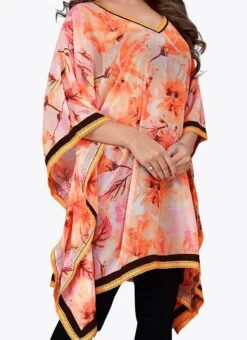 Light Orange Georgette Kaftan After Six Wear
