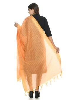 Light Orange Handloom Cotton Weaving Work Dupatta Work Wear -Indo Clothing Shop light orange handloom cotton weaving work dupatta dpdmimfd054 b