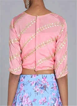 Light Pink Embroidered Chiffon Blouse Festive Wear