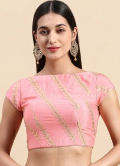 Light Pink Embroidered Chiffon Blouse Wedding Wear 10 Light Pink Embroidered Chiffon Blouse Wedding Wear -Indo Clothing Shop light pink embroidered chiffon blouse BLBS02303833 u