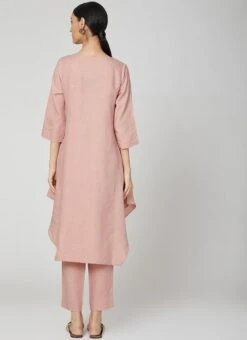 Light Pink Linen Kurta Straight Pant Set Work Wear 7 Light Pink Linen Kurta Straight Pant Set Work Wear -Indo Clothing Shop light pink linen kurta straight pant set krsdvcsvts17 b