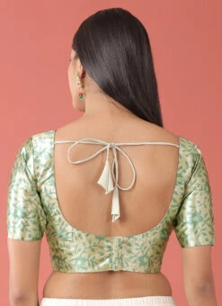 Lime Green Polyster Printed Readymade Blouse Party Wear -Indo Clothing Shop lime green polyster printed readymade blouse blspfb207lg b