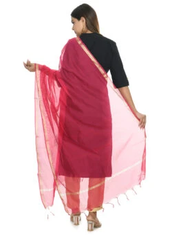 Magenta Chanderi Cotton Dupatta Festive Wear -Indo Clothing Shop magenta chanderi cotton dupatta dpdmfmfd027 b