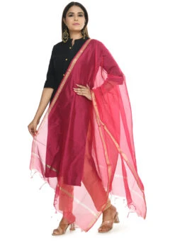 Magenta Chanderi Cotton Dupatta Festive Wear -Indo Clothing Shop magenta chanderi cotton dupatta dpdmfmfd027 u