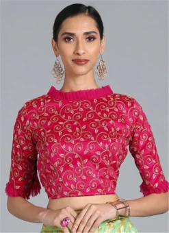Magenta Embroidered Art Silk Blouse Festive Wear -Indo Clothing Shop magenta embroidered art silk blouse BLBS02305280 u