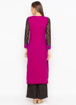 Magenta Georgette Embroidered Kurta Palazzo Set After Six Wear -Indo Clothing Shop magenta georgette embroidered kurta palazzo set krsmnc1922ks b