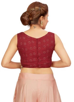 Maroon Blended Cotton Sequins Blouse After Six Wear -Indo Clothing Shop maroon blended cotton sequins blouse blmff1826mn b