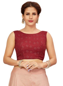Maroon Blended Cotton Sequins Blouse After Six Wear -Indo Clothing Shop maroon blended cotton sequins blouse blmff1826mn u