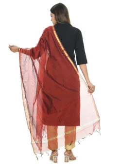 Maroon Chanderi Cotton Dupatta Festive Wear -Indo Clothing Shop maroon chanderi cotton dupatta dpdmfmfd032 b