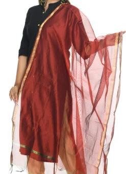 Maroon Chanderi Cotton Dupatta Festive Wear