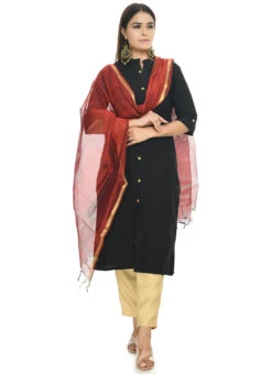 Maroon Chanderi Cotton Dupatta Festive Wear -Indo Clothing Shop maroon chanderi cotton dupatta dpdmfmfd032 u