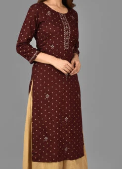 Maroon Cotton Printed Kurta Sharara Set After Six Wear
