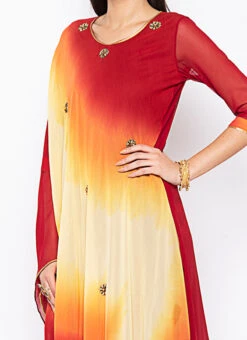 Maroon Georgette Straight Pant Set Party Wear