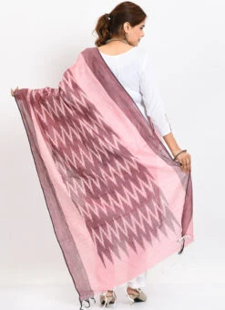 Maroon Handloom Cotton Ikkat Printed Dupatta Work Wear -Indo Clothing Shop maroon handloom cotton ikkat printed dupatta dpdmimfd136 b