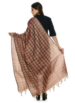 Maroon Handloom Cotton Weaving Work Dupatta Work Wear -Indo Clothing Shop maroon handloom cotton weaving work dupatta dpdmimfd085 b