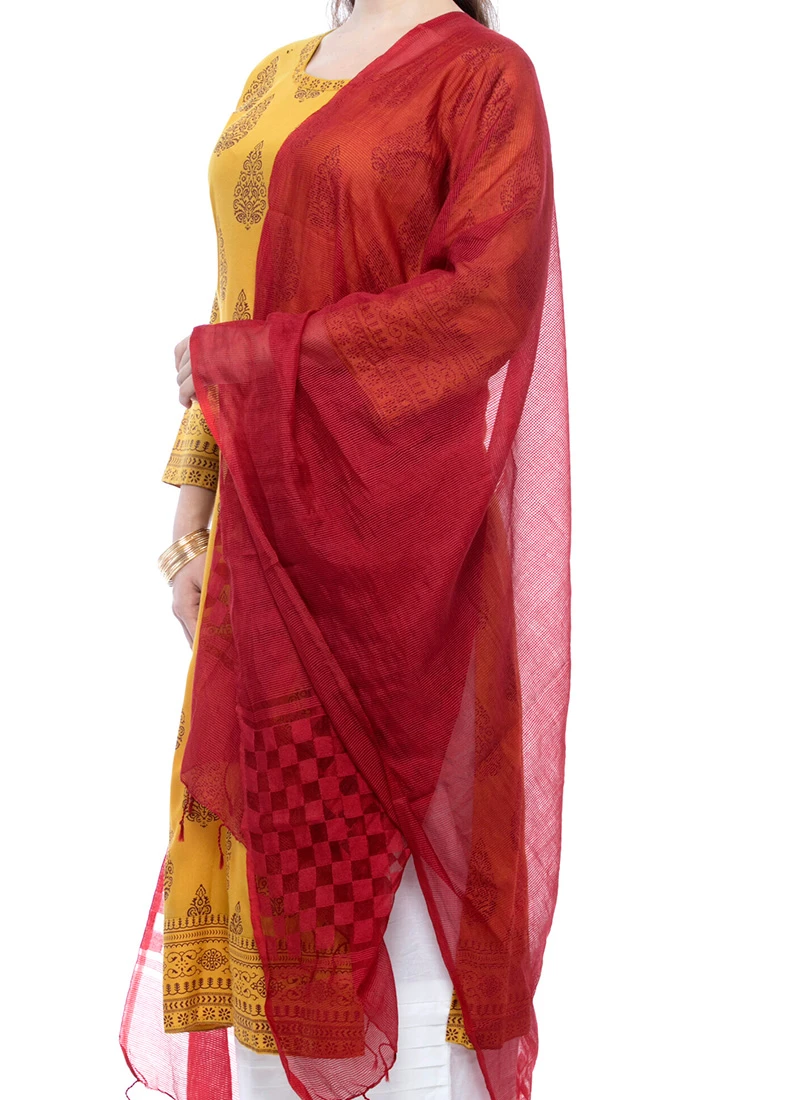 Maroon Kota Cotton Dupatta Festive Wear 1 Maroon Kota Cotton Dupatta Festive Wear