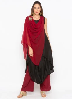 Maroon Muslin Kurta Palazzo Set After Six Wear 6 Maroon Muslin Kurta Palazzo Set After Six Wear -Indo Clothing Shop maroon muslin kurta palazzo set krsmnc2118ks u