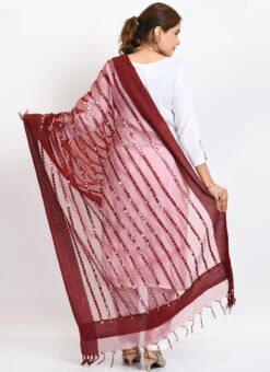Maroon Organza Cotton Mirror Embroidery Dupatta Work Wear -Indo Clothing Shop maroon organza cotton mirror embroidery dupatta dpdmimfd131 b