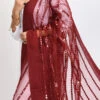 Maroon Organza Cotton Mirror Embroidery Dupatta Work Wear