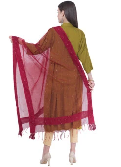 Maroon Organza Cotton Stones Work Dupatta Festive Wear -Indo Clothing Shop maroon organza cotton stones work dupatta dpdmfmfd043 b