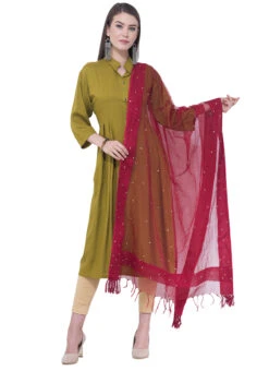Maroon Organza Cotton Stones Work Dupatta Festive Wear -Indo Clothing Shop maroon organza cotton stones work dupatta dpdmfmfd043 u
