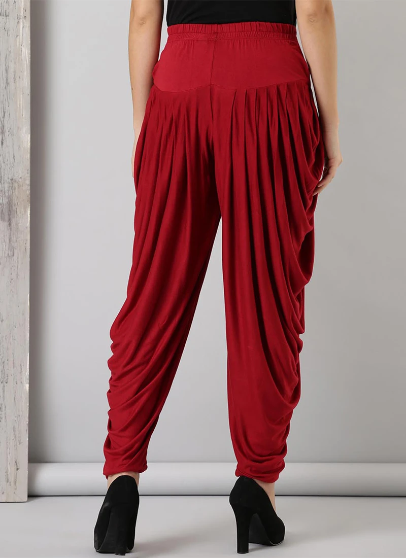 Maroon Rayon Dhoti Pant Work Wear 4 Maroon Rayon Dhoti Pant Work Wear - Image 4