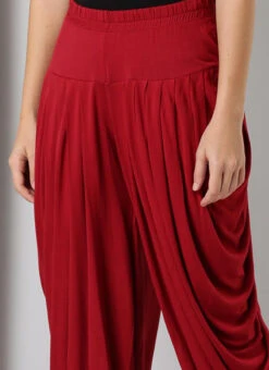Maroon Rayon Dhoti Pant Work Wear