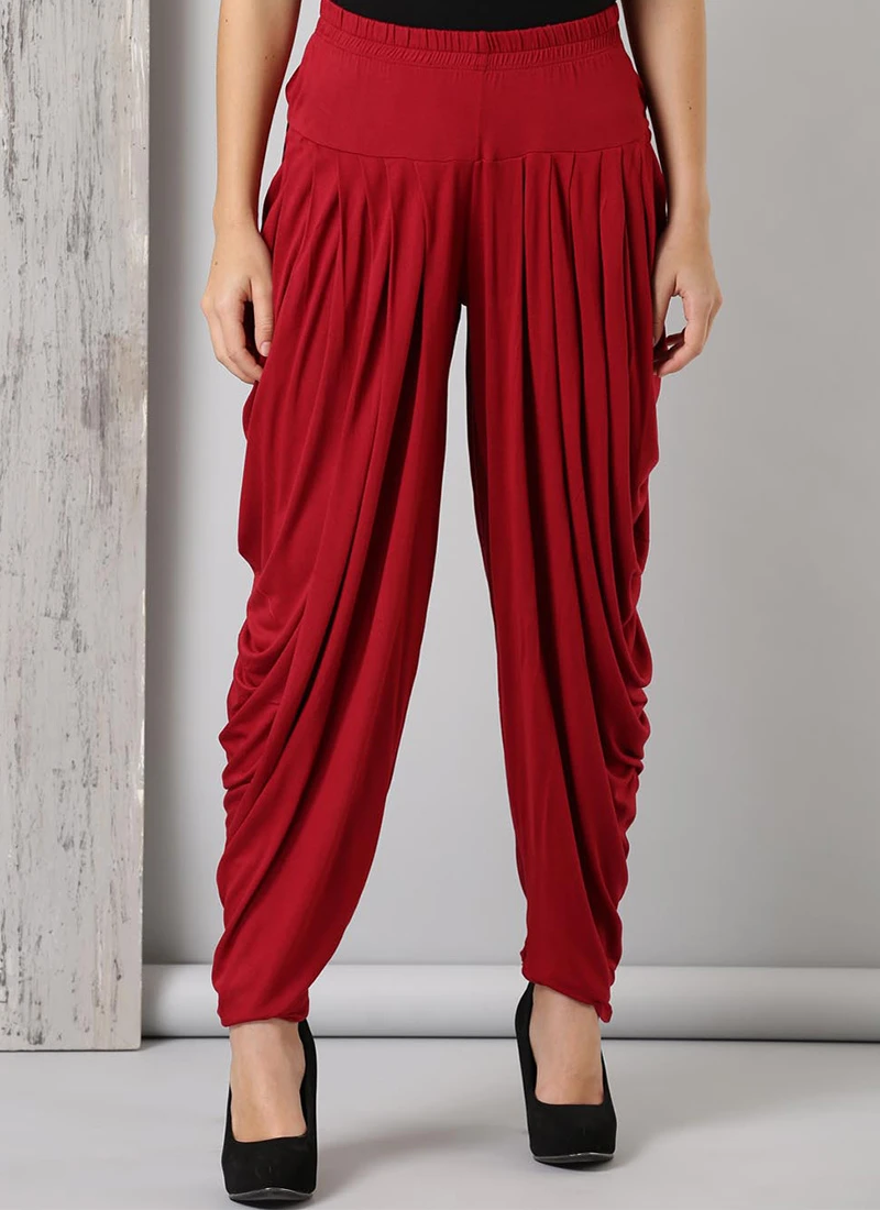 Maroon Rayon Dhoti Pant Work Wear 3 Maroon Rayon Dhoti Pant Work Wear - Image 3