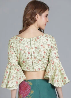 Mint Green Embroidered Art Silk Blouse Festive Wear -Indo Clothing Shop mint green embroidered art silk blouse BLBS02209610 b