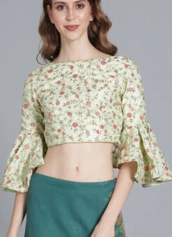 Mint Green Embroidered Art Silk Blouse Festive Wear -Indo Clothing Shop mint green embroidered art silk blouse BLBS02209610 u