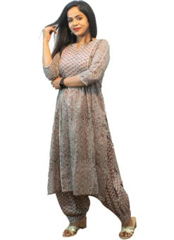 Multicolor Printed Mul Cotton Kurta Set Festive Wear -Indo Clothing Shop multicolor printed mul cotton kurta set krsoas1321 u