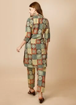Multicolored Cotton Digital Print Kurta Straight Pant Set After Six Wear -Indo Clothing Shop multicolored cotton digital print kurta straight pant set krska2144803 b