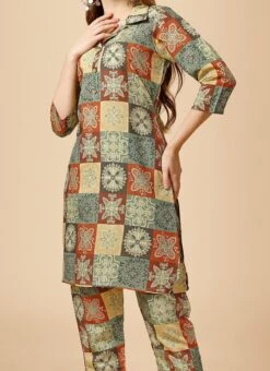 Multicolored Cotton Digital Print Kurta Straight Pant Set After Six Wear