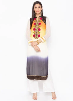 Multicolored Georgette Embroidered Kurta Palazzo Set After Six Wear -Indo Clothing Shop multicolored georgette embroidered kurta palazzo set krsmnc1902ks u