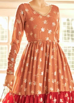 Multicolored Georgette Foil Printed Anarkali Gown After Six Wear