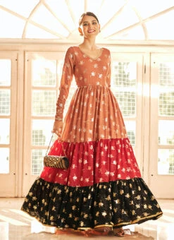 Multicolored Georgette Foil Printed Anarkali Gown After Six Wear 6 Multicolored Georgette Foil Printed Anarkali Gown After Six Wear -Indo Clothing Shop multicolored georgette foil printed anarkali gown bgwsom4708 u