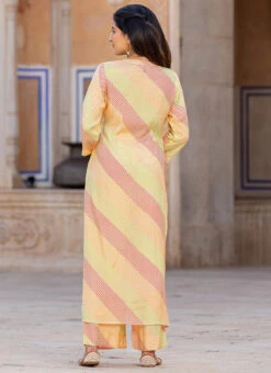 Mustard Muslin Printed Kurta Straight Pant Set After Six Wear -Indo Clothing Shop mustard muslin printed kurta straight pant set krspranju66 b