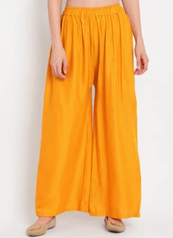 Mustard Rayon Palazzo Pant Work Wear -Indo Clothing Shop mustard rayon palazzo suit wbdmf641 u