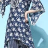 Navy Blue Cotton Printed Kurta Dhoti Set After Six Wear