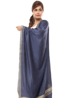 Navy Blue Cotton Slub Weaving Work Dupatta Work Wear -Indo Clothing Shop navy blue cotton slub weaving work dupatta dpdmimfd090 b