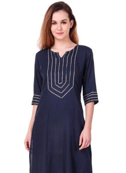 Navy Blue Printed Kutra Palazzo Set After Six Wear -Indo Clothing Shop navy blue embroidered indo western suit iwsudmf177 b