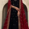 Navy Blue Georgette Sequins Embroidery Anarkali Gown Party Wear